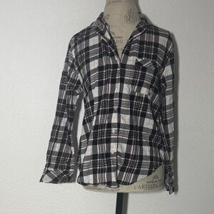 Victoria's Secret Black and Pink Plaid Shirt